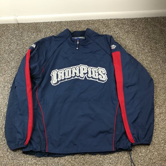Lehigh Valley Iron Pigs Jacket Majestic Cool Base Convertible Warm Up Mens XL - Picture 1 of 13